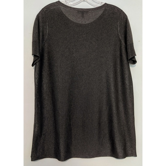 Eileen Fisher Metallic Sheer Short Sleeve Top - Picture 3 of 4